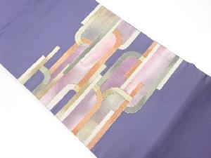 引箔金糸変わり横段・曲線模様織出し名古屋帯